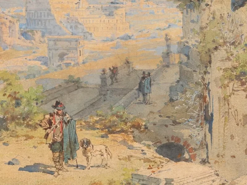 1855-Enrico Risi - Vista del Colosseo da Villa Celimontana